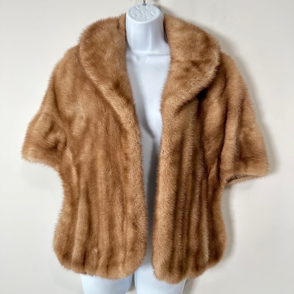 Stunning Vintage Genuine Mink Fur Stole Jacket By Famous Barr Fur Salon S/M - Picture 3 of 10